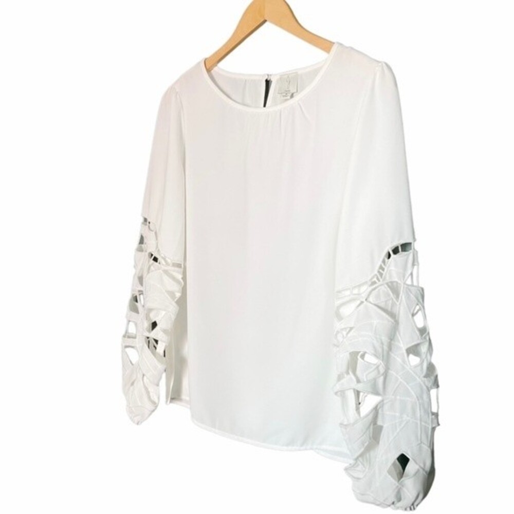 NWT Joie Top Long Sleeve Broderie Lace Blouse Ivory Crepe Women’s Size Small NEW - Picture 8 of 16